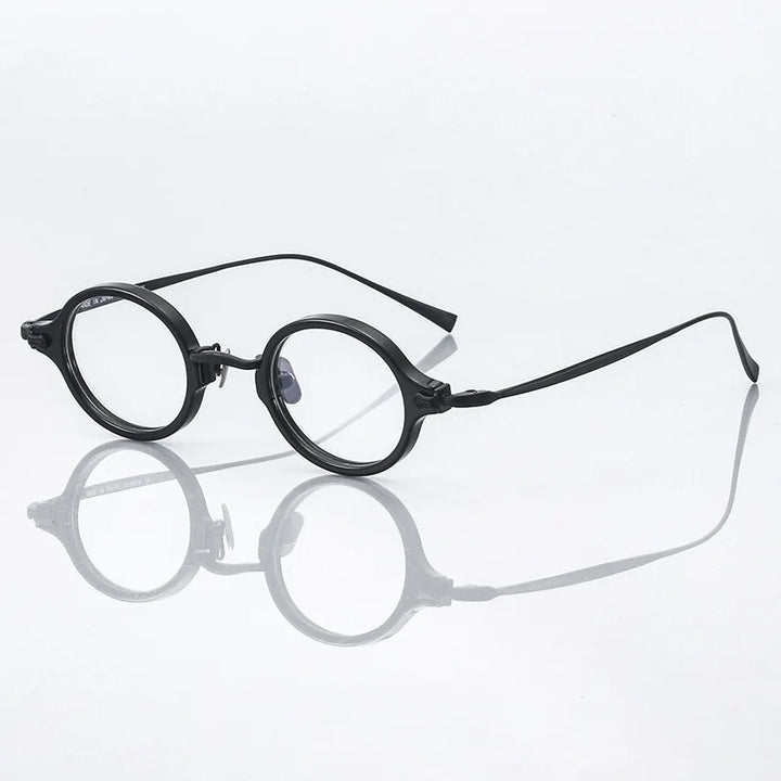 Black Mask Unisex Full Rim Oval Round Titanium Acetate Eyeglasses 396181