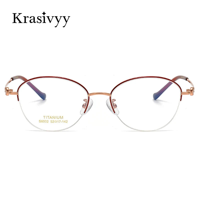 Krasivyy Women's Semi Rim Oval Round Titanium Eyeglasses 446002 Semi Rim Krasivyy   