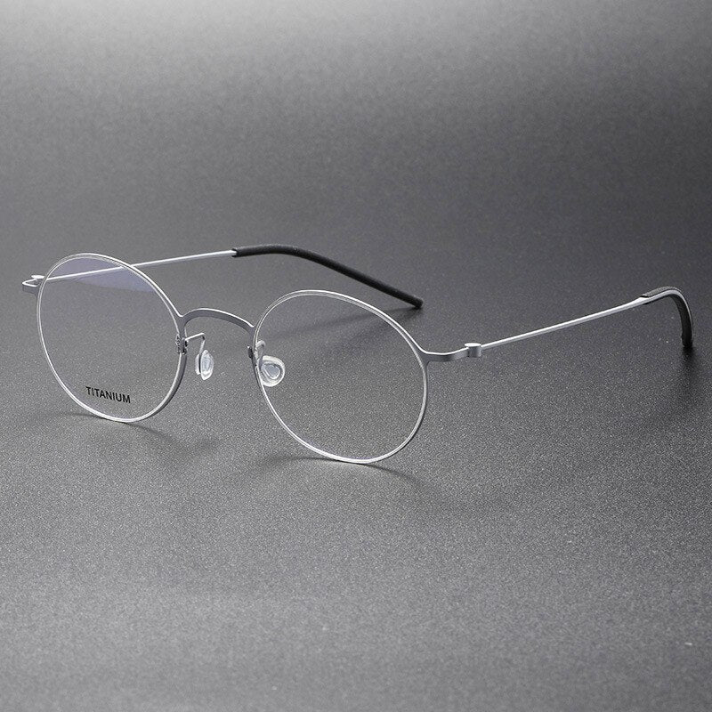 Aissuarvey Men's Full Rim Small Round Titanium Eyeglasses 494322 Full Rim Aissuarvey Eyeglasses Silver CN 