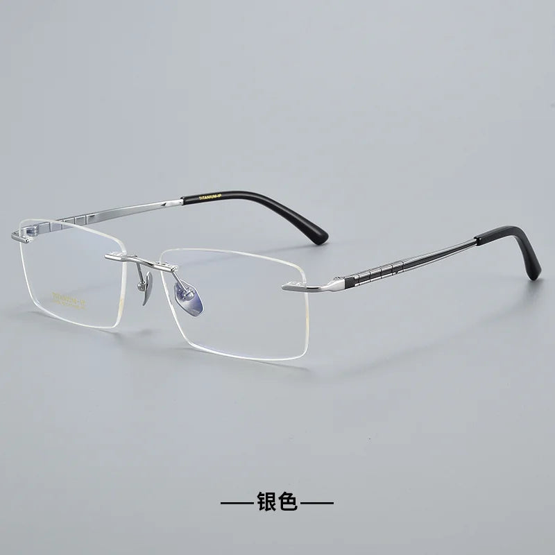 Reven Jate Women's Rimless Square Brow Line Titanium Eyeglasses 91104