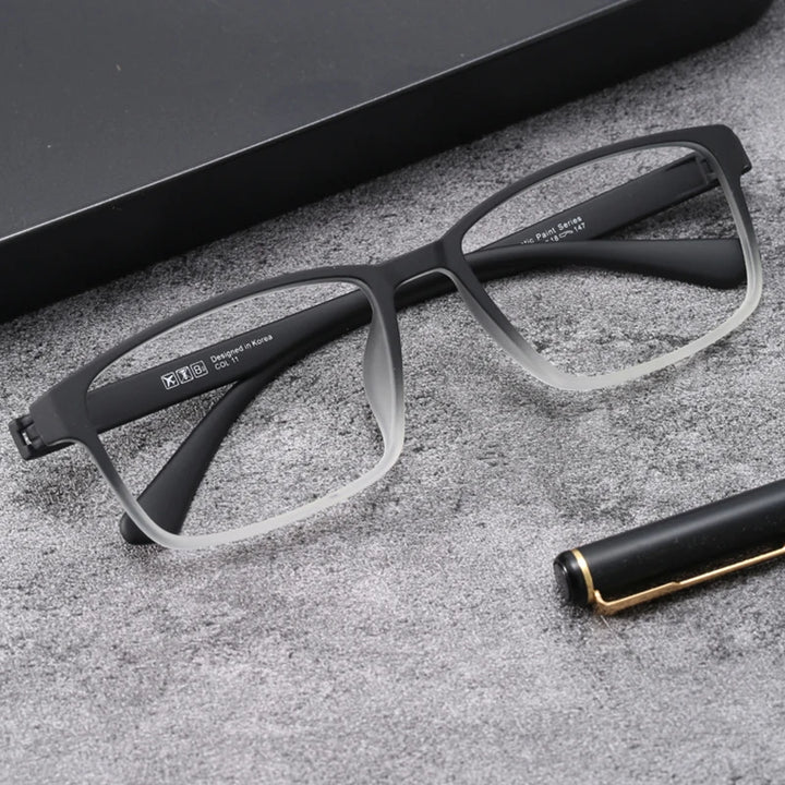 Cubojue Unisex Full Rim Big Square Tr 90 Titanium Reading Glasses 43155