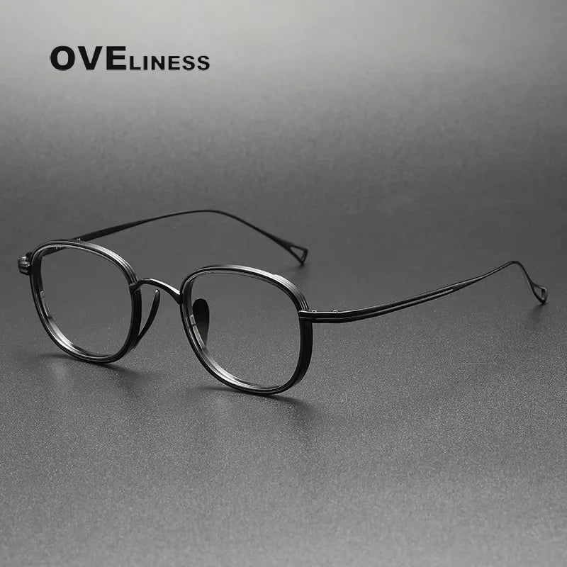 Oveliness Unisex Full Rim Square Titanium Acetate Eyeglasses 41221 Full Rim Oveliness black  