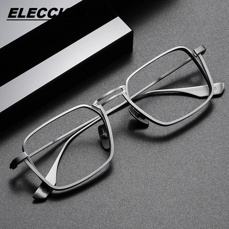 Eleccion Unisex Full Rim Square Double Bridge Titanium Eyeglasses 44125