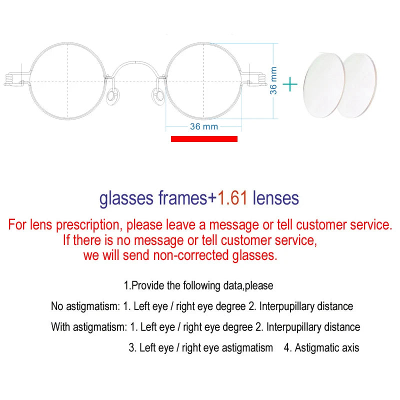 Yujo Unisex Full RIm Round Screwless Stainless Steel Eyeglasses 15030 Full Rim Yujo lens 36 CHINA