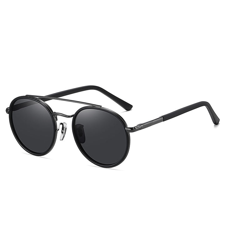 Yimaruili Unisex Full Rim Round Double Bridge Alloy Polarized Sunglasses C3816 Sunglasses Yimaruili Sunglasses Black Gun C4 Other 