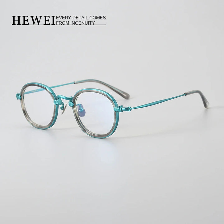 Hewei Unisex Full Rim Oval Titanium Acetate Eyeglasses 14185 Full Rim Hewei   