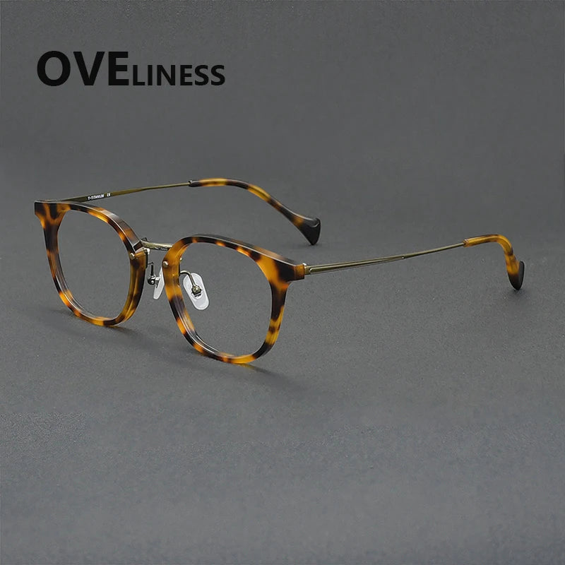 Oveliness Unisex Full Rim Round Acetate Titanium Eyeglasses 936019