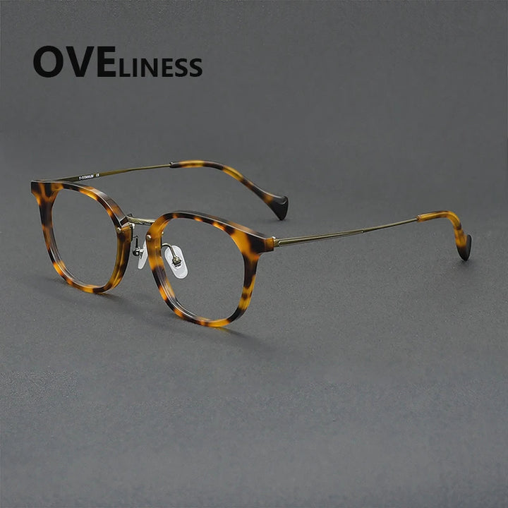 Oveliness Unisex Full Rim Round Acetate Titanium Eyeglasses 936019