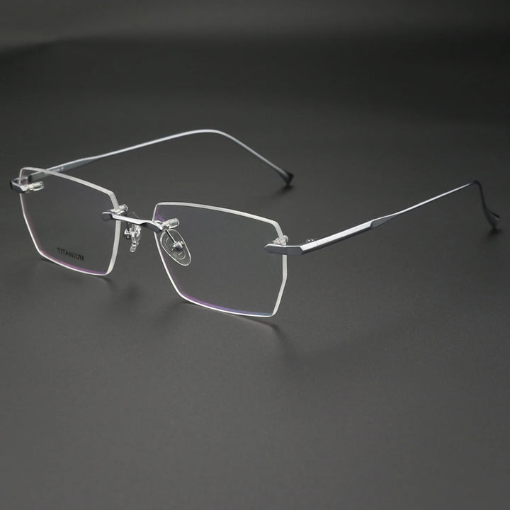 Eleccion Unisex Rimless Square Polygon Titanium Eyeglasses 42324