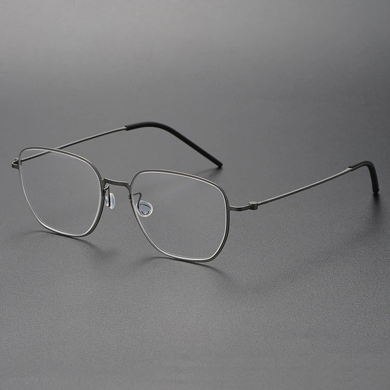 Black Mask Unisex Full Rim Square Titanium Eyeglasses L5527 Full Rim Black Mask Gun Gray  