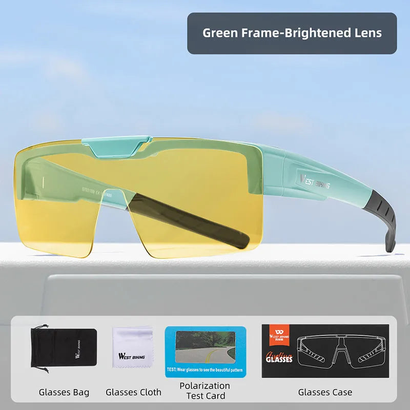West Biking Unisex Semi Rim Square Flip Up Over Frame Polycarbonate Sunglasses 950703
