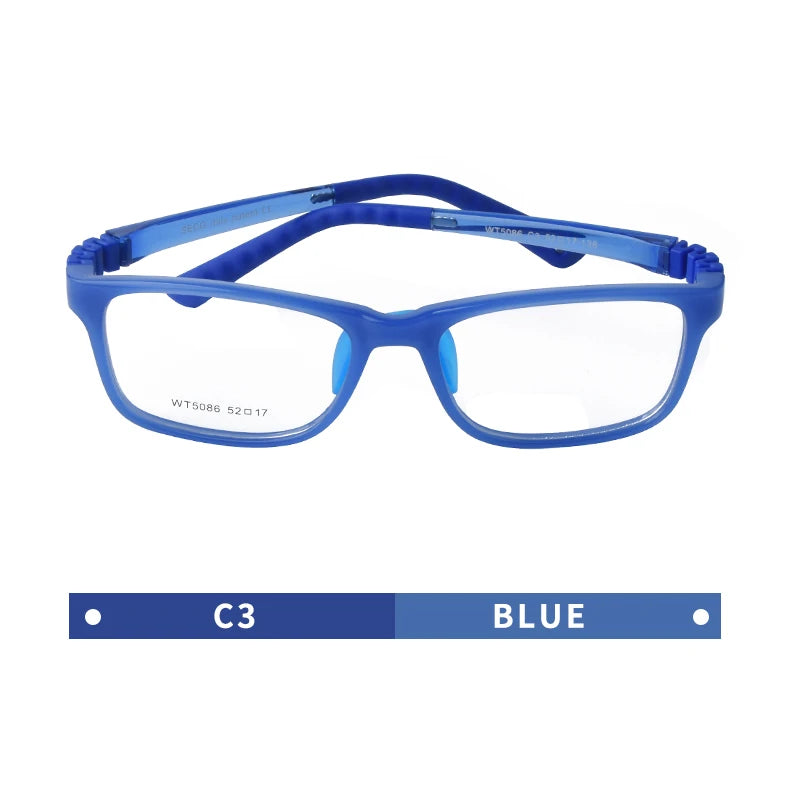 Secg Unisex Youth's Full Rim Square Tr 90 Silicone Eyeglasses 5086 Full Rim Secg C3 BLUE  