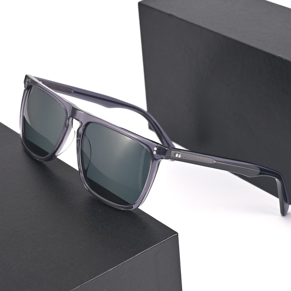 Cubojue Men's Full Rim Square Acetate Polarized Sunglasses 1008 Sunglasses Cubojue grey black  