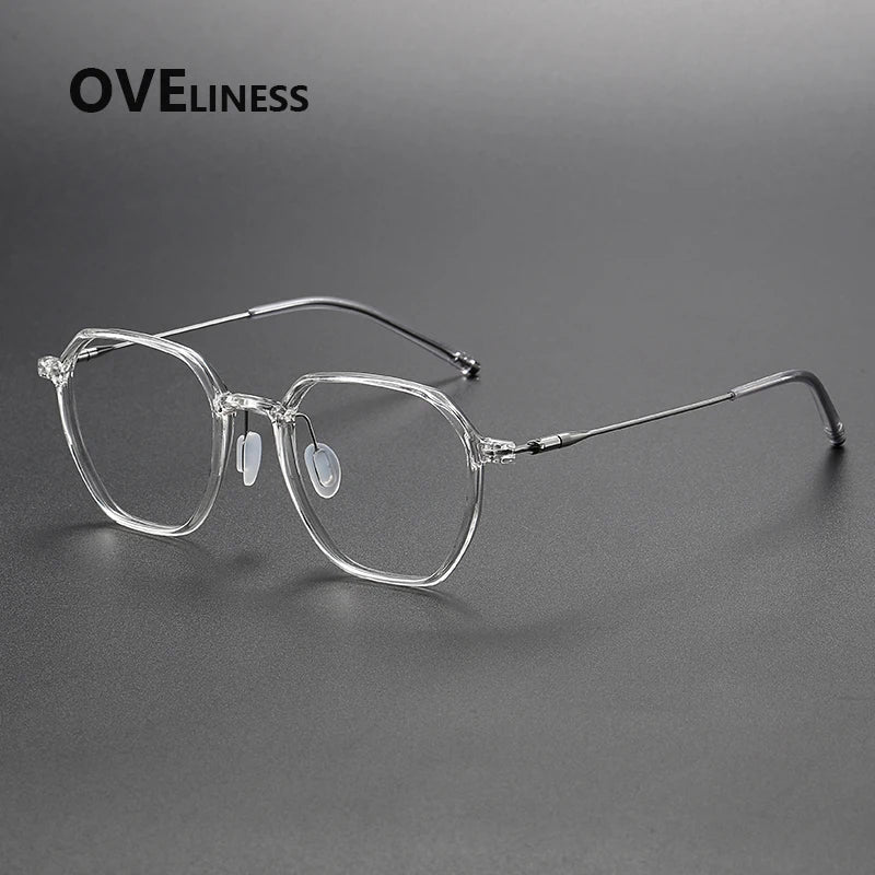 Oveliness Women's Full Rim Polygon Acetate Titanium Eyeglasses 88656