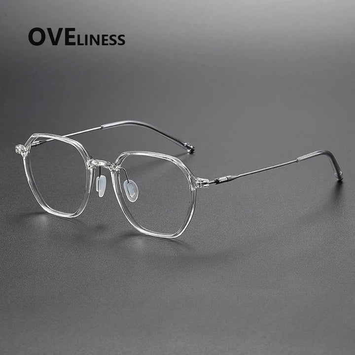 Oveliness Women's Full Rim Polygon Acetate Titanium Eyeglasses 88656