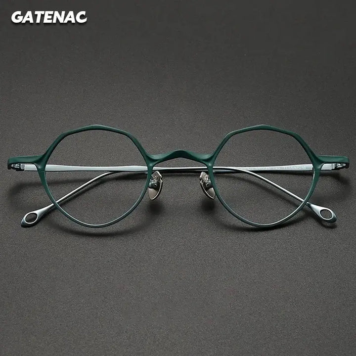 Gatenac Unisex Full Rim Irregular Round Titanium Eyeglasses 675973 FuzWeb