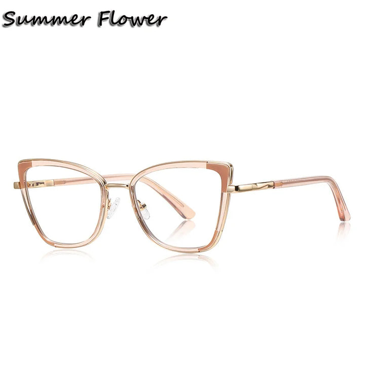 Summer Flower Women's Full Rim Cat Eye Tr 90 Alloy Eyeglasses 31337