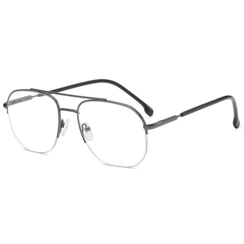 Handoer Unisex Semi Rim Square Double Bridge Titanium Eyeglasses 95926