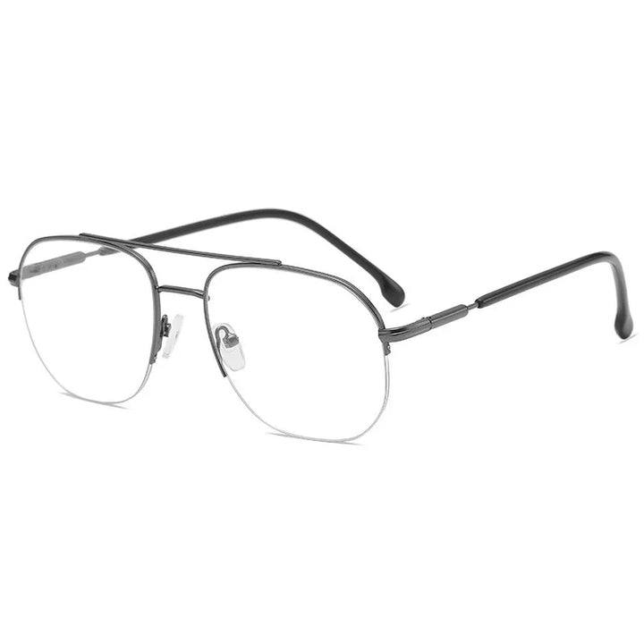 Handoer Unisex Semi Rim Square Double Bridge Titanium Eyeglasses 95926