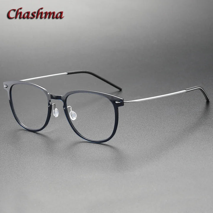 Chashma Ochki Unisex Full Rim Square Nylon Titanium Eyeglasses 6549 Full Rim Chashma Ochki Dark Gray  