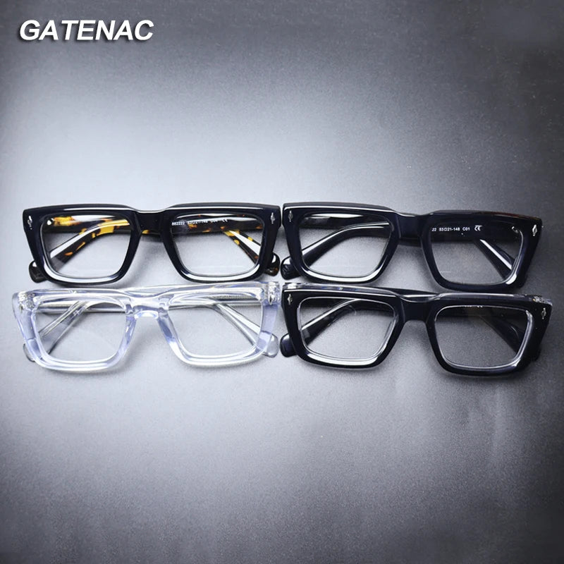 Gatenac Unisex Full Rim Thick Square Acetate Eyeglasses Gxyj1200 Full Rim Gatenac   