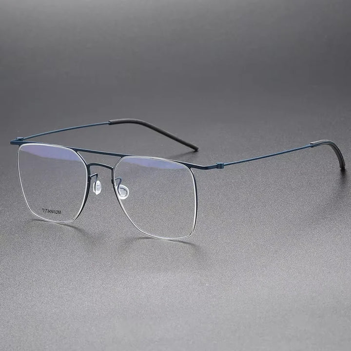 Oveliness Unisex Full Rim Square Double Bridge Steel Eyeglasses 45503 Full Rim Oveliness blue