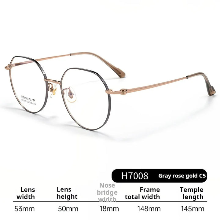 Momoja Unisex Full Rim Flat Top Round Titanium Eyeglasses 77008