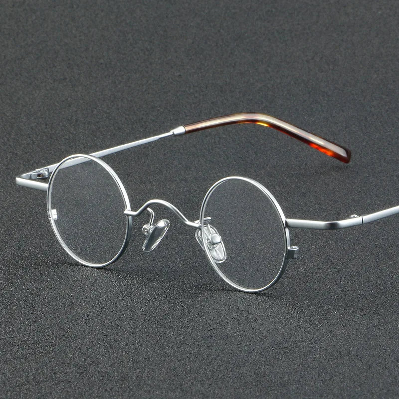 Cubojue Unisex Full Rim Small Round 35mm Alloy Reading Glasses 6801 Reading Glasses Cubojue 0 silver 