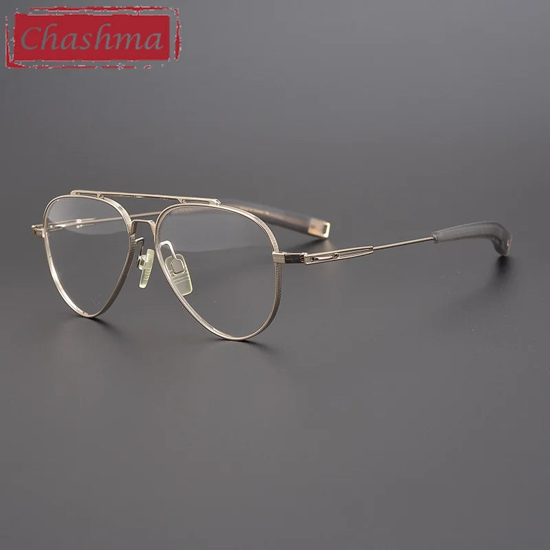 Chashma Men's Full Rim Oval Double Bridge Titanium Eyeglasses 942101 Full Rim Chashma