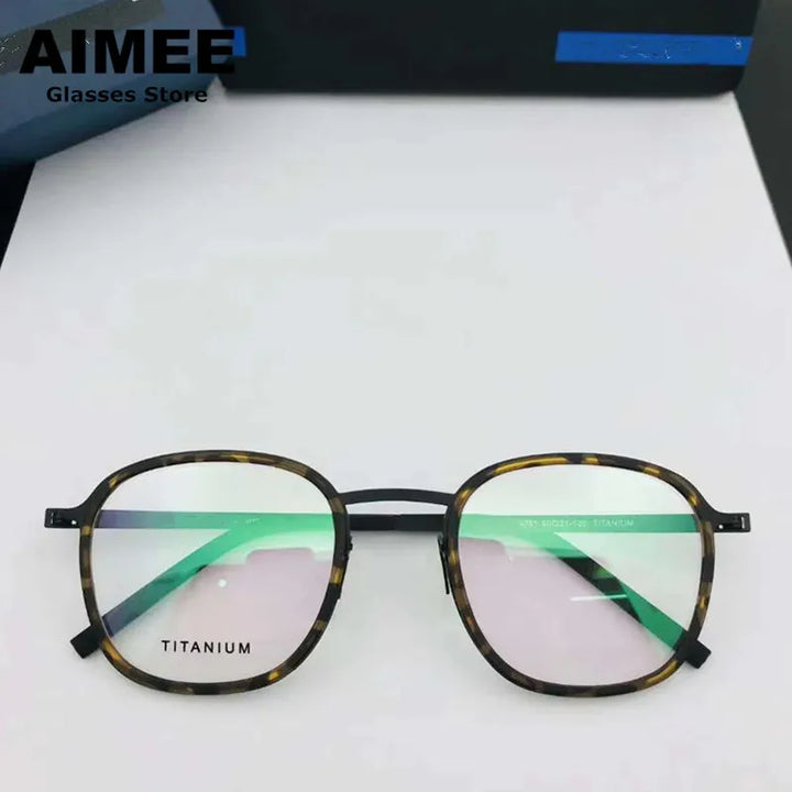 Aimee Unisex Full Rim Square Screwless Titanium Acetate Eyeglasses 9781 Full Rim Aimee   