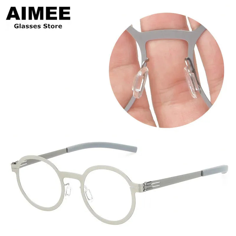 Aimee Women's Full Rim Round Screwless Steel Eyeglasses 1179