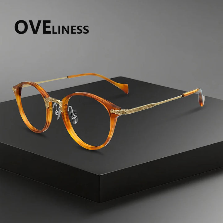 Oveliness Women's Full Rim Round Titanium Acetate Eyeglasses 926008