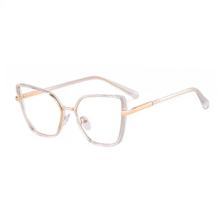 Ralferty Women's Full Rim Square Cat Eye Acetate Eyeglasses R82144 Full Rim Ralferty C2 Transparent CHINA 