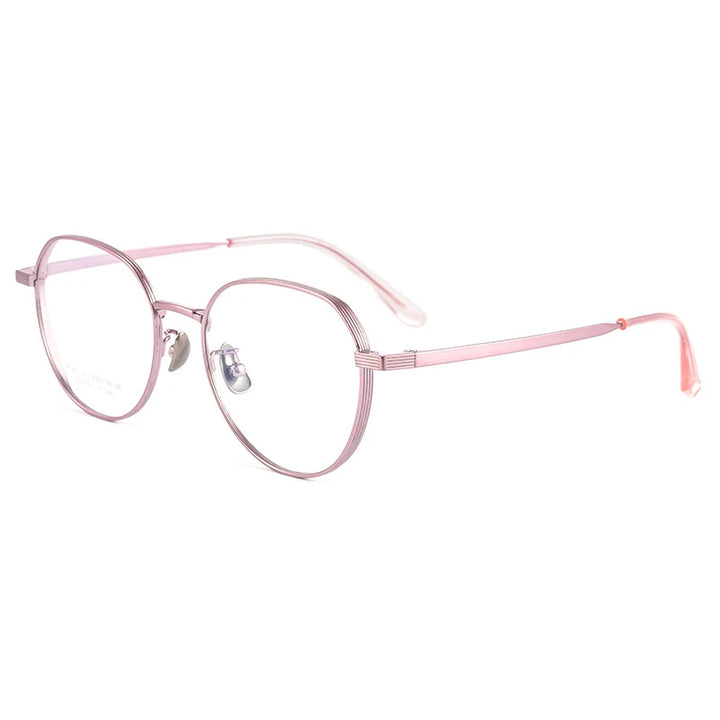 Handoer Women's Full Rim Flat Top Oval Square Titanium Eyeglasses 2050 Full Rim Handoer pink  