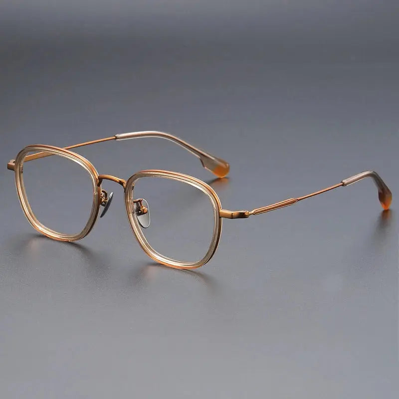 Gatenac Unisex Full Rim Oval Square Acetate Titanium Eyeglasses 787809 FuzWeb