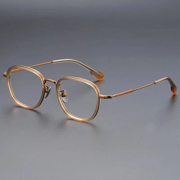 Gatenac Unisex Full Rim Oval Square Acetate Titanium Eyeglasses 787809 FuzWeb