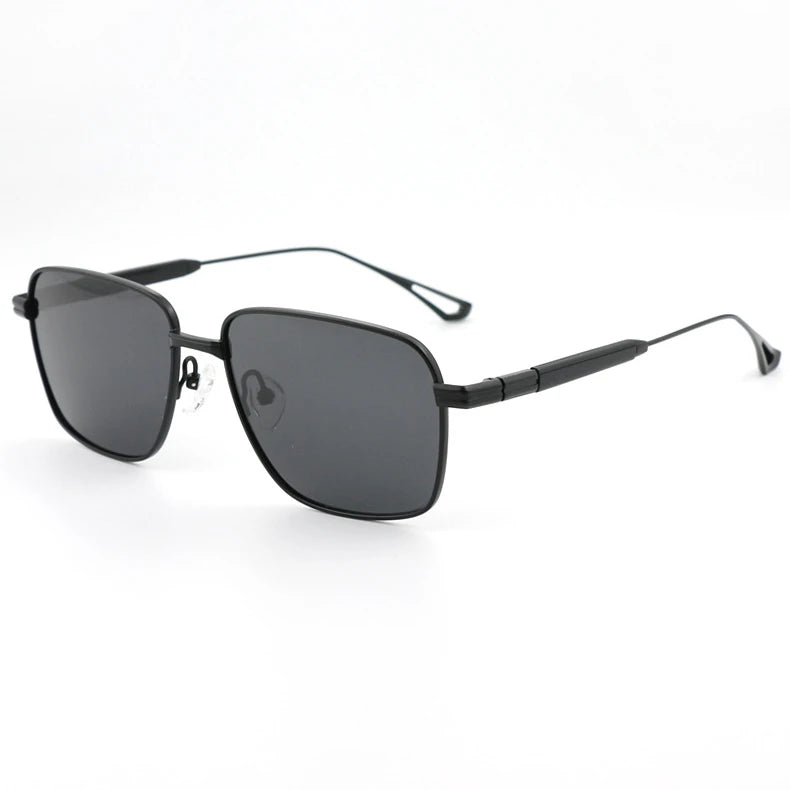 Black Mask Men Full Rim Square Titanium Polarized Sunglasses BM-1105S