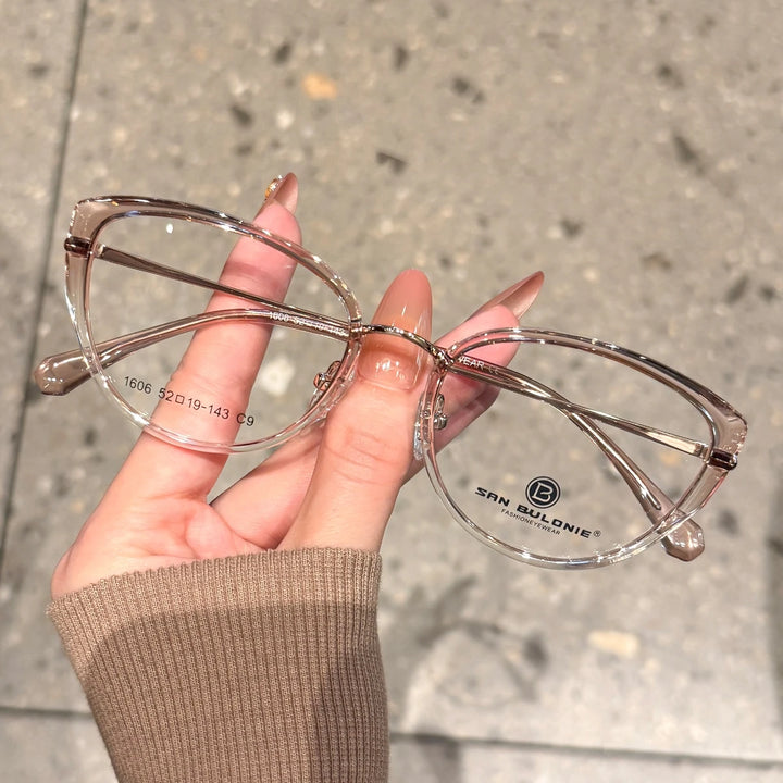 Yimaruili Women's Full Rim Round Cat Eye Tr 90 Alloy Eyeglasses 361606