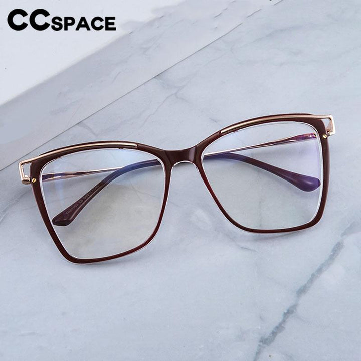 CCspace Women's Full Rim Square Tr 90 Titanium Eyeglasses 56794 Full Rim CCspace   