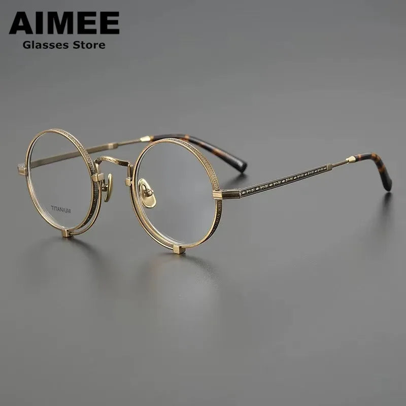 Aimee Unisex Full Rim Round Titanium Acetate Eyeglasses 369153