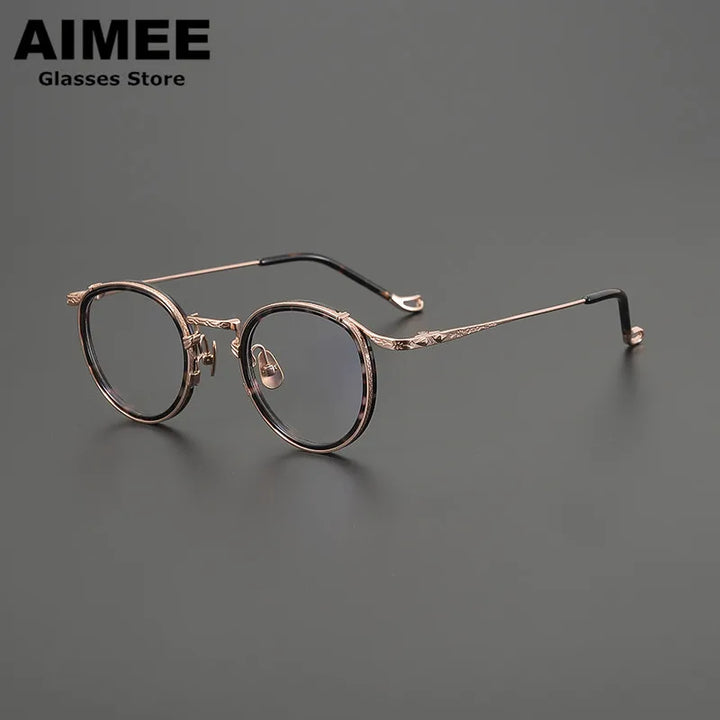 Aimee Unisex Full Rim Round Titanium Acetate Eyeglasses 47713
