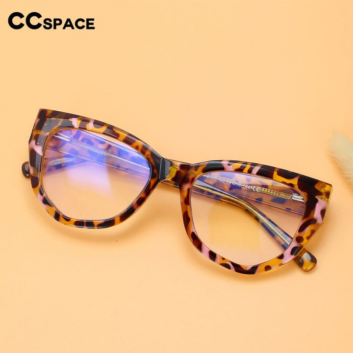 CCSpace Women's Full Rim Square Cat Eye Tr 90 Titanium Eyeglasses 56141 Full Rim CCspace   