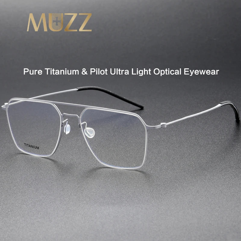 Muzz Unisex Full Rim Square Double Bridge Titanium Eyeglasses 5517 Full Rim Muzz   