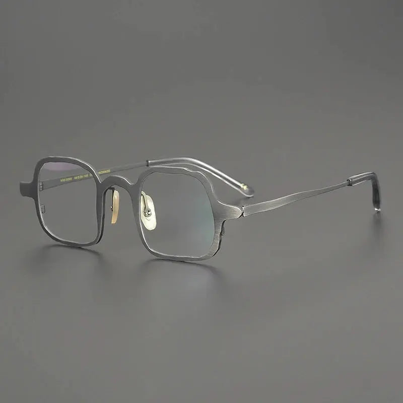 Gatenac Unisex Full Rim Irregular Square Titanium Eyeglasses 670086 FuzWeb