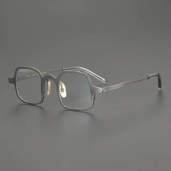 Gatenac Unisex Full Rim Irregular Square Titanium Eyeglasses 670086 FuzWeb