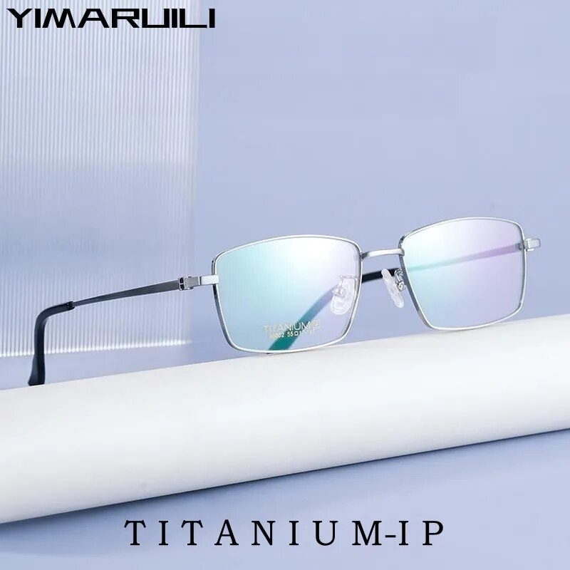 Yimaruili Men's Full Rim Small Square Titanium Alloy Eyeglasses 98662a Full Rim Yimaruili Eyeglasses   