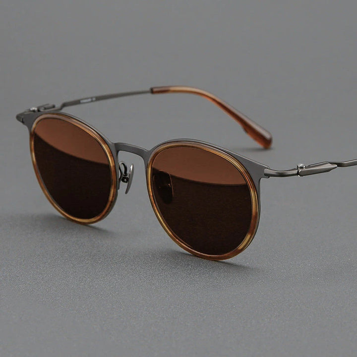 Blackmask Unisex Full Rim Round Titanium Polarized Sunglasses BM-0056S