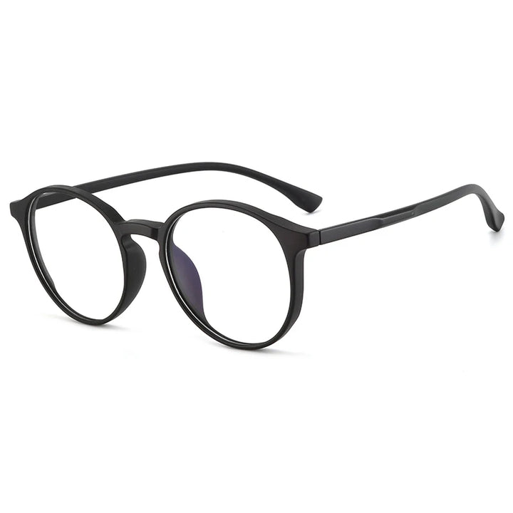 Bclear Unisex Full Rim Round Tr 90 Titanium Eyeglasses 90302 Full Rim Bclear Matte Black  
