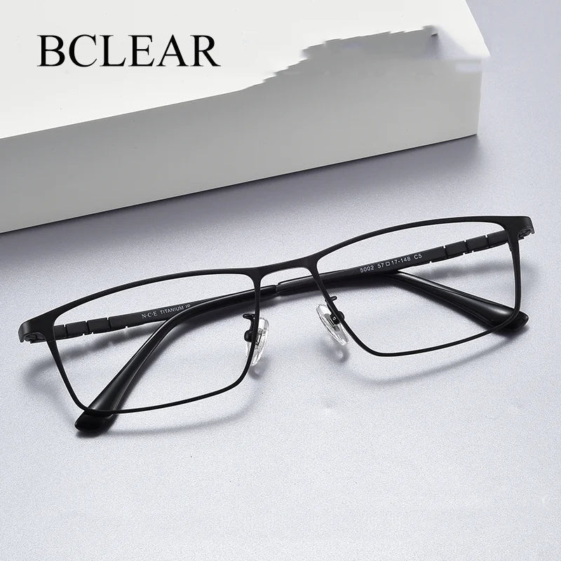 Bclear Men's Full Rim Square Titanium Eyeglasses 85002 Full Rim Bclear