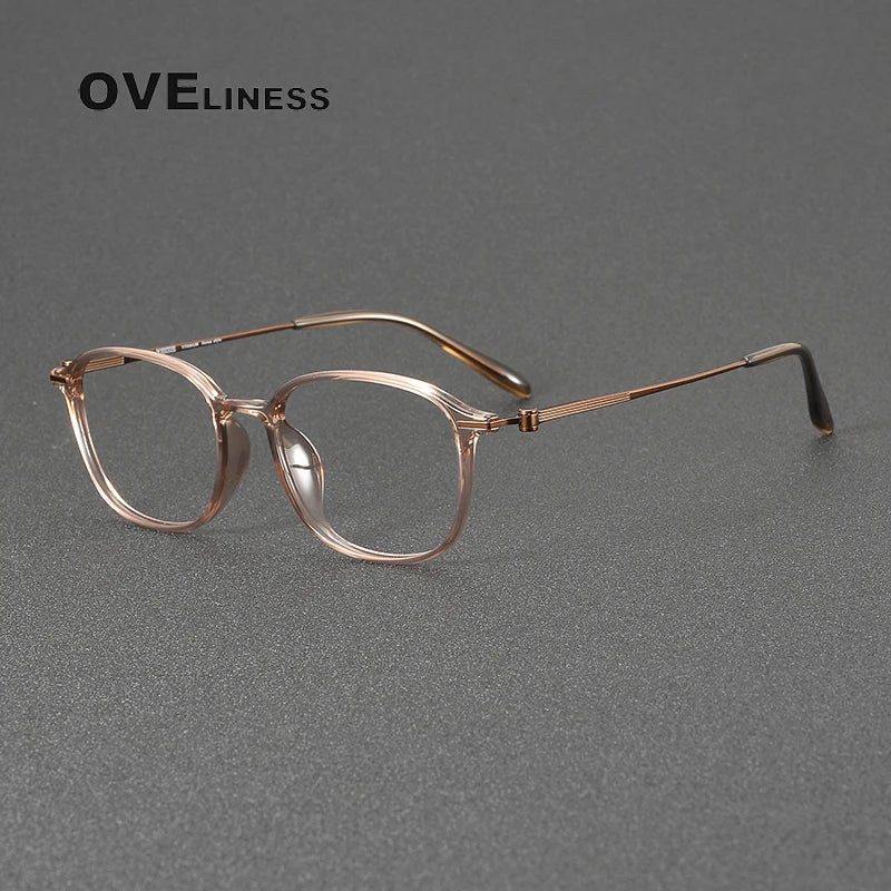 Oveliness Women's Full Rim Square Titanium Ultem Eyeglasses 8670 Full Rim Oveliness tea brown  